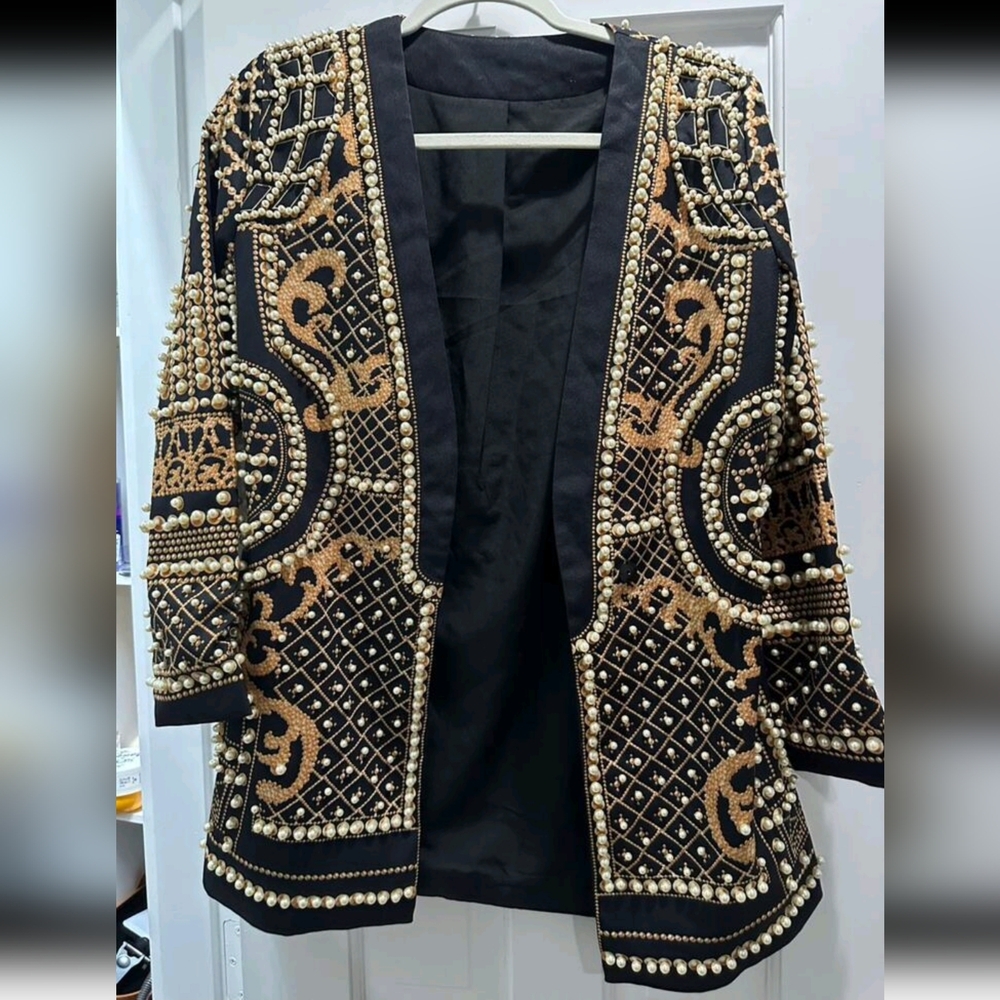 Blazer For Women V Neck Long Sleeve Flares Colorblock Blazer… - Picture 16 of 16